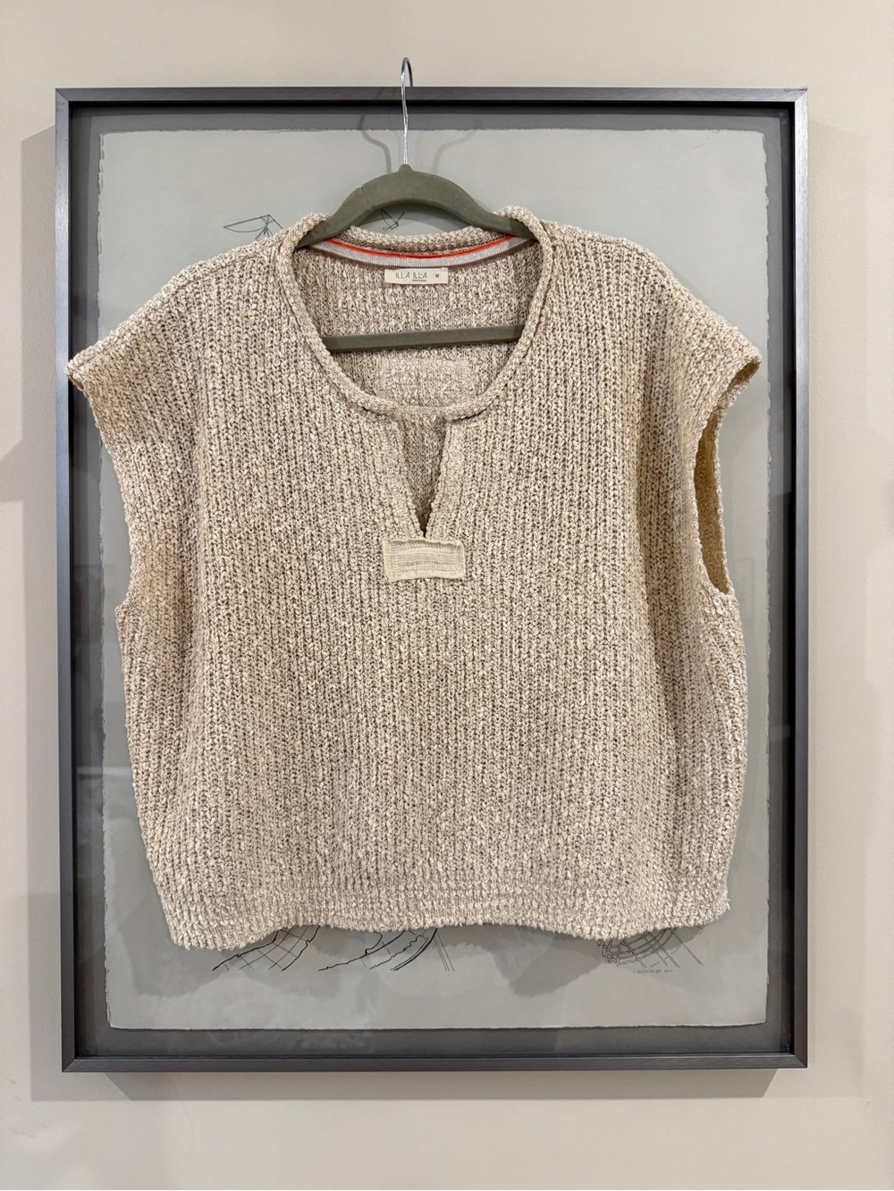 ILLA ILLA Textured Knit Sleeveless Sweater Vest in Light Beige